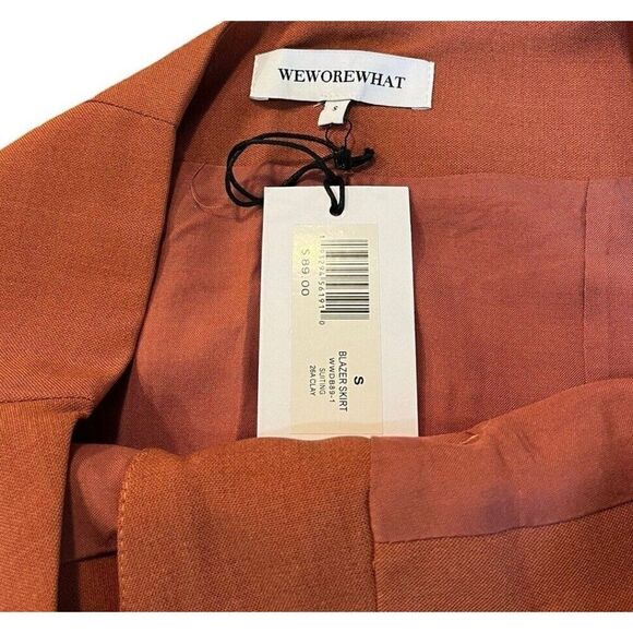 We Wore What Small Orange Clay Blazer Mini Skirt Lined NWT $89 - Picture 3 of 5